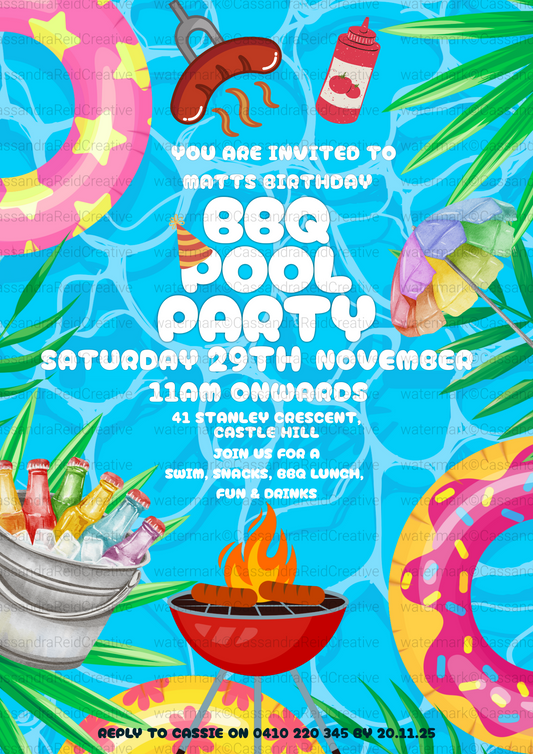 BBQ Pool Party Invite Template